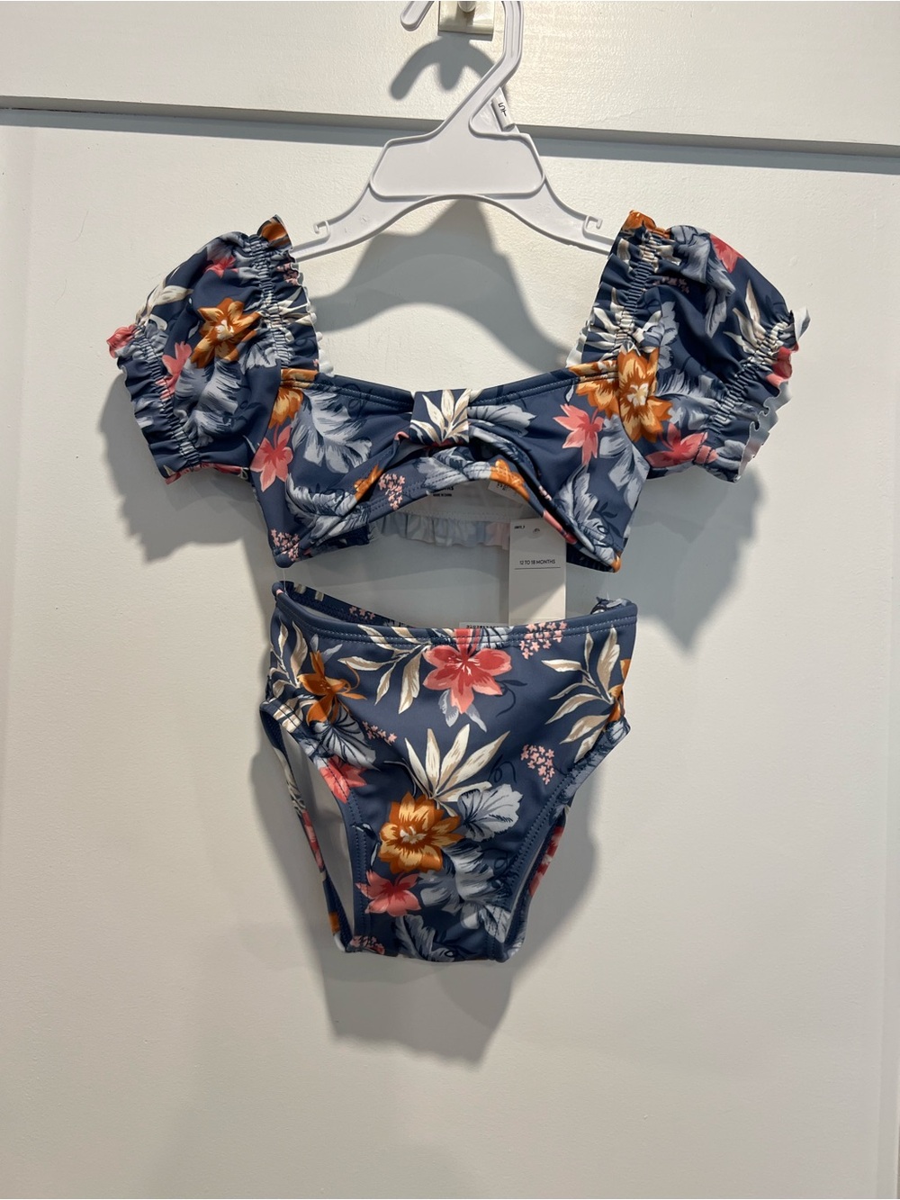 Janie and Jack Navy Floral Puff-Sleeve Two-Piece Swim Set